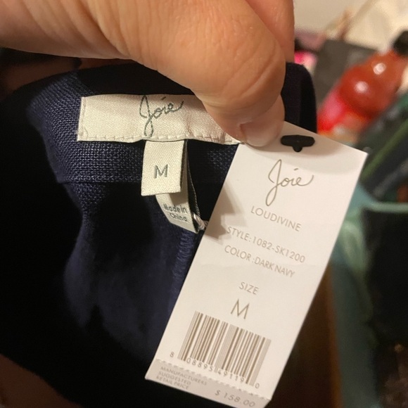 NWT JOIE LOUIDIVINE NAVY BLUE LINEN A-LINE SKIRT - Picture 3 of 4